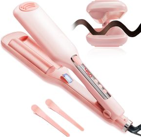 Anti Scald Hair Crimper,2 Barrel Ionic Wavy Hair Curler For Women,1.1in 28MM Rapid Heating Curling Wand, Hair Waver,Crimper Hair Iron For Wide Deep Wa