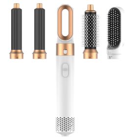 Hair Dryer Brush, Hot Air Brush, 5 In 1 Blow Dryer Brush For Drying Straightening Curling Volumizing Multi Hair Style, White Gold